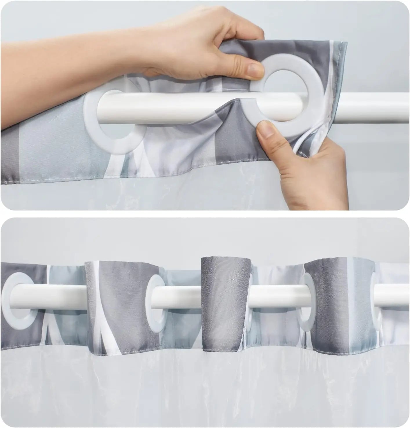 Hotel Style Geometric Waterdrop Design 71x74 inch,Ringless Shower Curtain