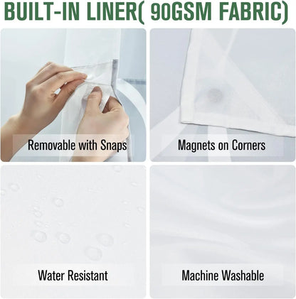 Hotel Style Geometric Waterdrop Design 71x74 inch,Ringless Shower Curtain