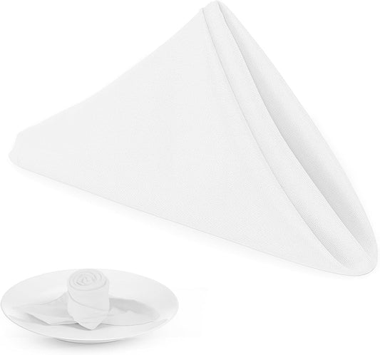 Yiatn White Heavy Duty Cloth Napkins - 17 x 17 Inch Solid Washable Polyester Dinner Napkins - Set of 8 Napkins with Hemmed Edges - Great for Weddings, Parties, Banquets Dinner & More