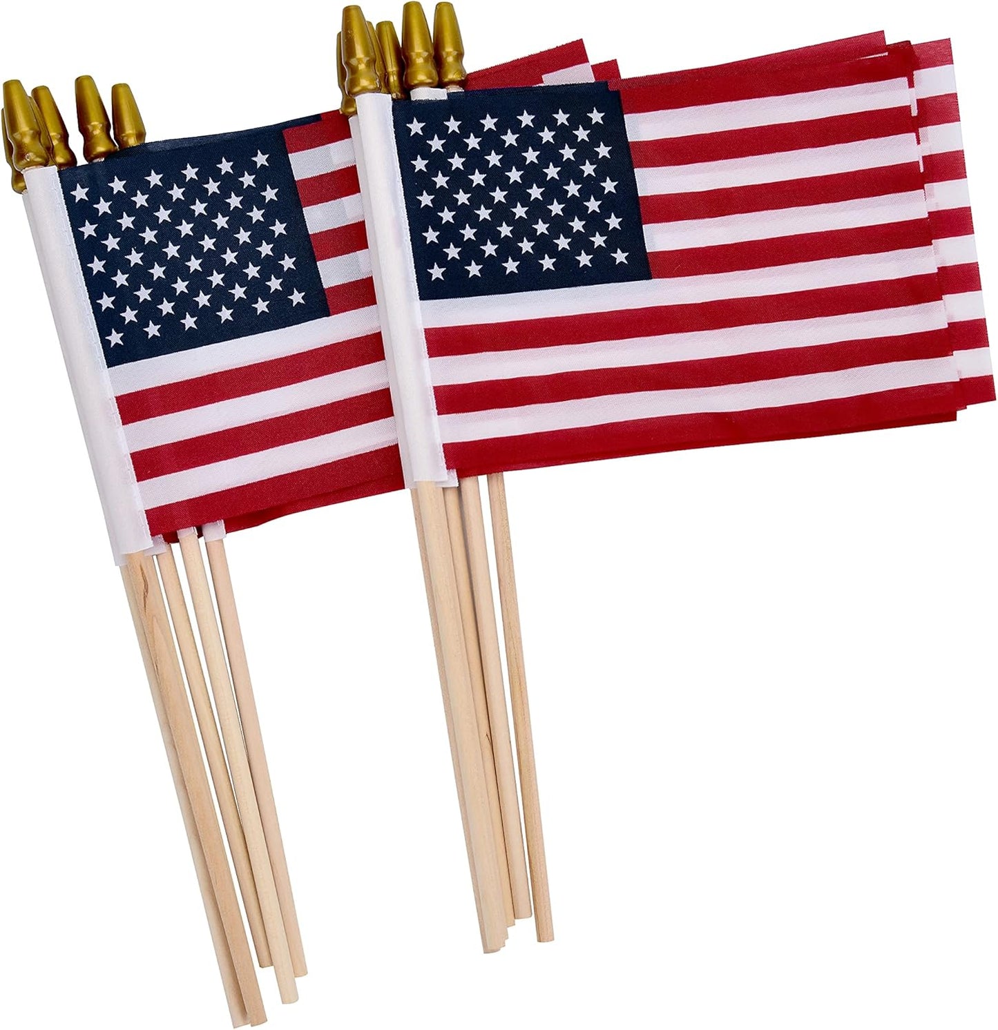 Yiatn 12 Pack Small American Flags on Stick Small US Flags/Mini American Flags for Outside 4x6 Inch American Hand Held Stick Flags with Kid-Safe Spear Top, Patriotic Veterans Day Decorations, 4th of July Decorations