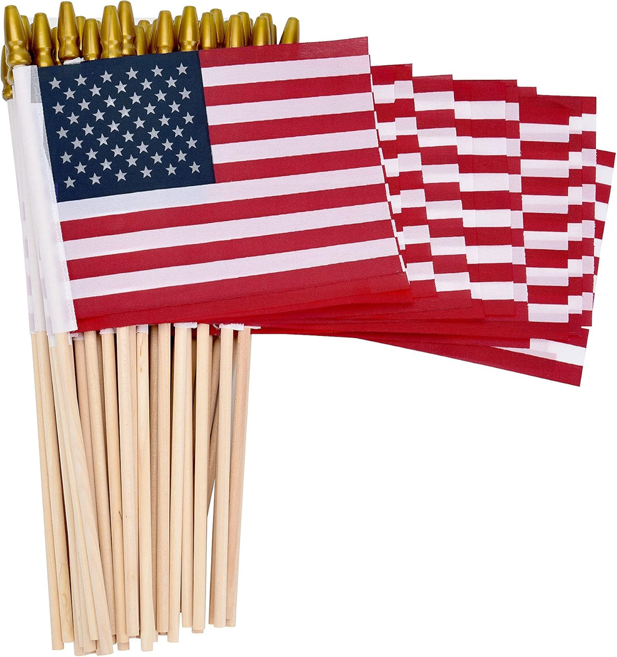 Yiatn 12 Pack Small American Flags on Stick Small US Flags/Mini American Flags for Outside 4x6 Inch American Hand Held Stick Flags with Kid-Safe Spear Top, Patriotic Veterans Day Decorations, 4th of July Decorations