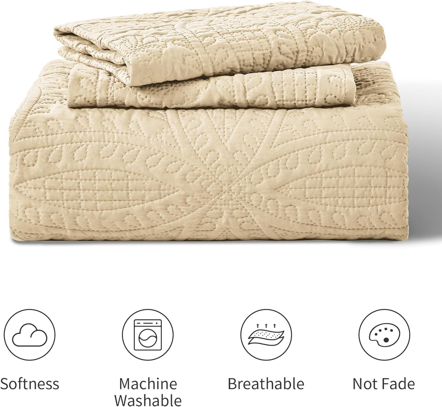 Yiatn Quilts for Queen Bed Blue Bedspreads - Soft Bed Summer Lightweight Bedspread Comforter - Modern Style Coin Pattern Coverlet for All Season - 3 Pieces (1 Quilt, 2 Pillow Shams)