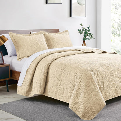 Yiatn Quilts for Queen Bed Blue Bedspreads - Soft Bed Summer Lightweight Bedspread Comforter - Modern Style Coin Pattern Coverlet for All Season - 3 Pieces (1 Quilt, 2 Pillow Shams)